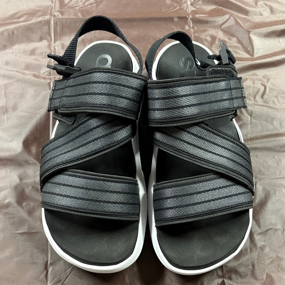 Adidas women’s retro 90’s sandal size 6. Black with charcoal on straps.